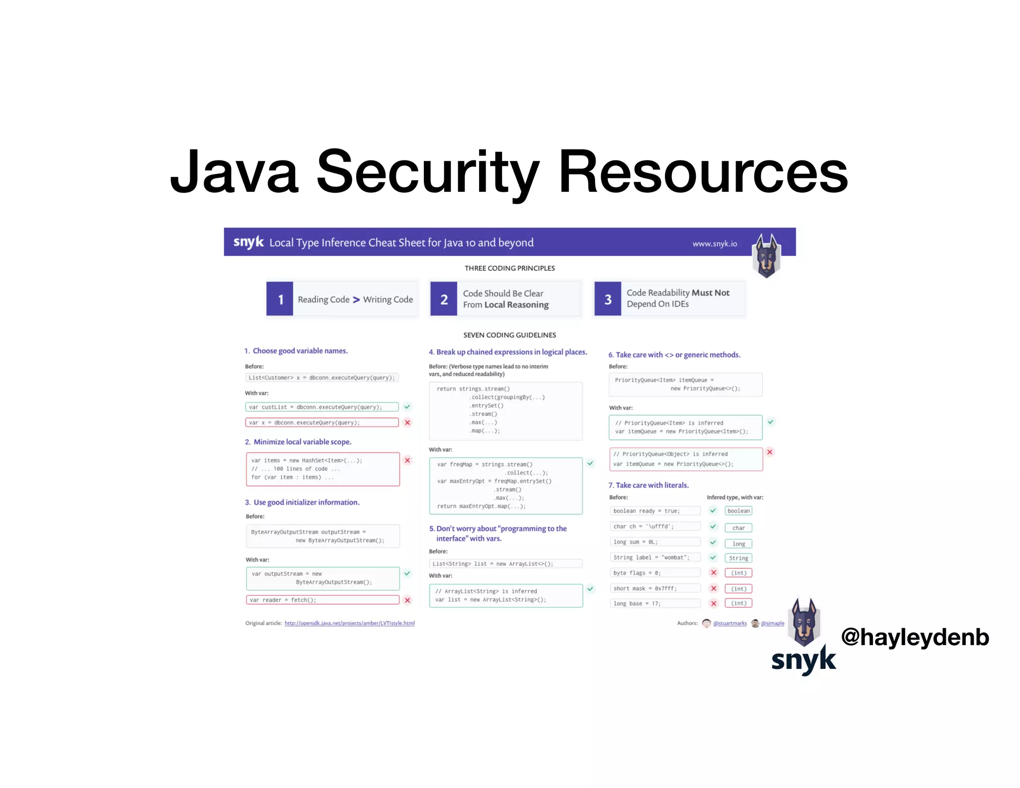 Java Security Resources
@hayleydenb
 