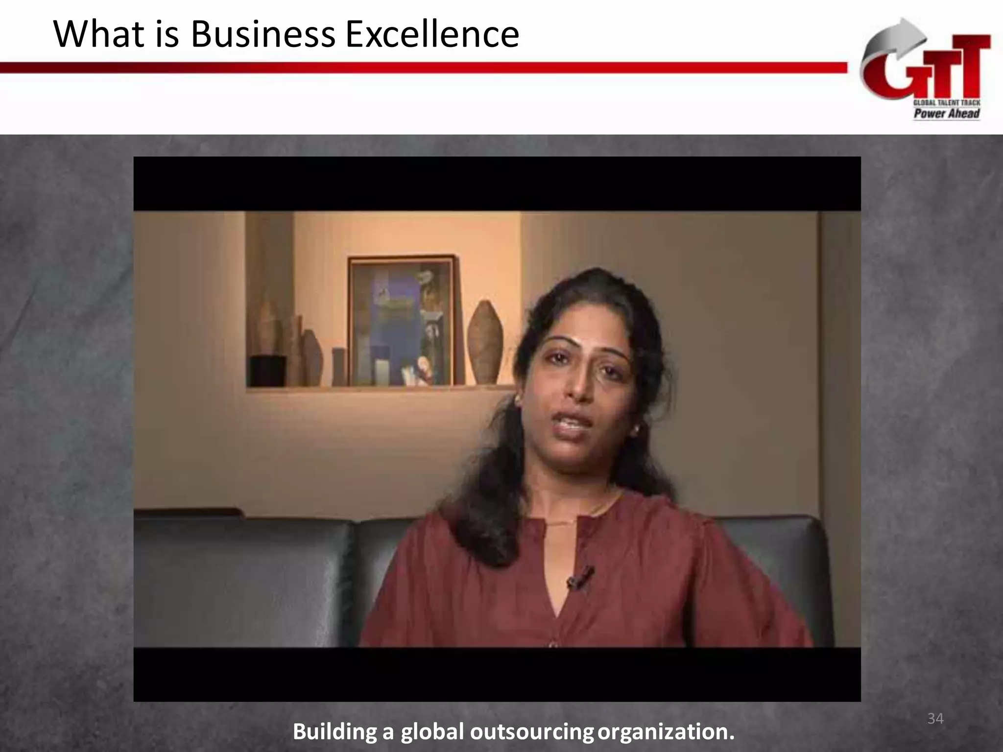 What is Business Excellence




                                                           34
             Building a global outsourcing organization.
 