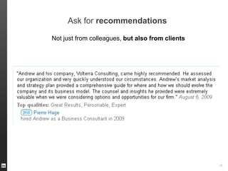 Ask for recommendations
Not just from colleagues, but also from clients

ORGANIZATION NAME 11

 