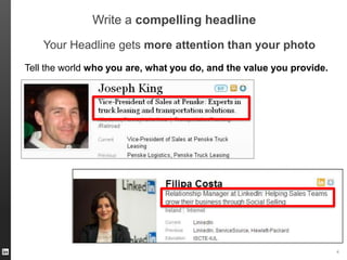 Write a compelling headline
Your Headline gets more attention than your photo
Tell the world who you are, what you do, and the value you provide.

ORGANIZATION NAME

4

 