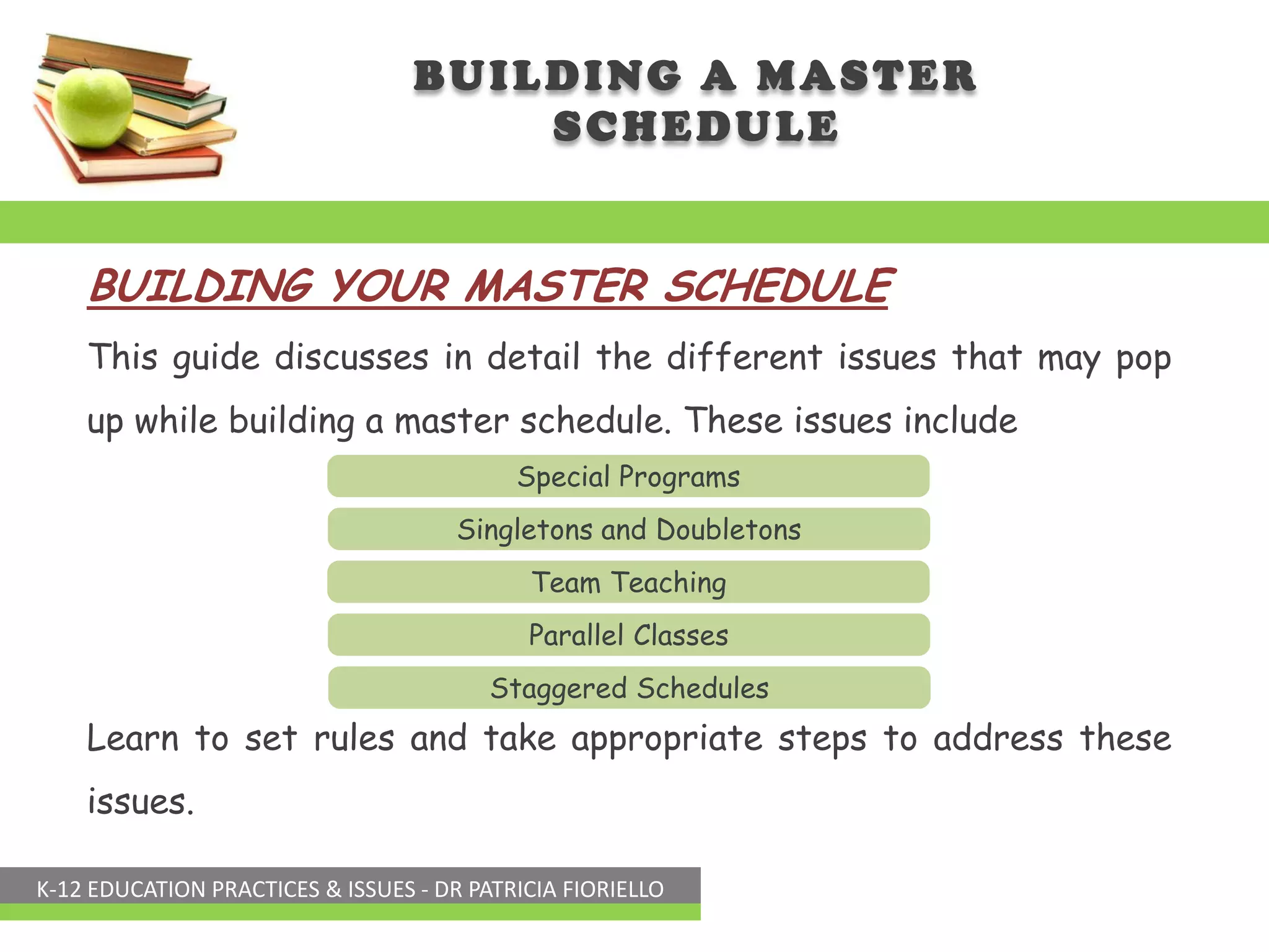 Building a Master Schedule | PDF