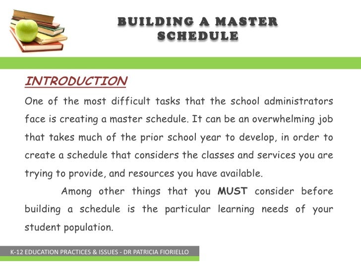building a master schedule create school schedule