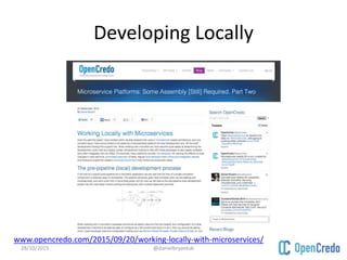 Developing Locally
www.opencredo.com/2015/09/20/working-locally-with-microservices/
28/10/2015 @danielbryantuk
 