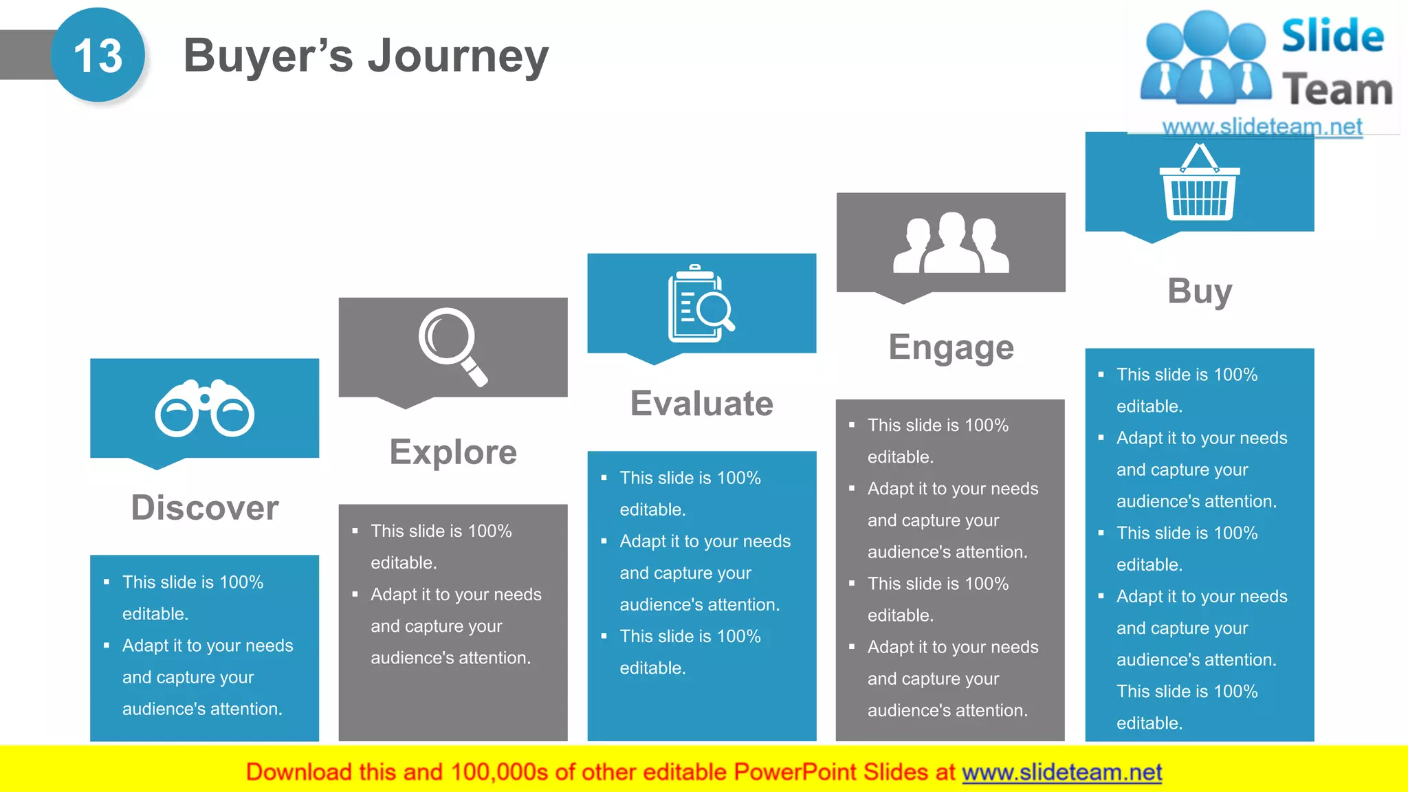 Buyer’s Journey13
▪ This slide is 100%
editable.
▪ Adapt it to your needs
and capture your
audience's attention.
Discover ▪ This slide is 100%
editable.
▪ Adapt it to your needs
and capture your
audience's attention.
Explore
▪ This slide is 100%
editable.
▪ Adapt it to your needs
and capture your
audience's attention.
▪ This slide is 100%
editable.
▪ Adapt it to your needs
and capture your
audience's attention.
This slide is 100%
editable.
Buy
▪ This slide is 100%
editable.
▪ Adapt it to your needs
and capture your
audience's attention.
▪ This slide is 100%
editable.
Evaluate
Engage
▪ This slide is 100%
editable.
▪ Adapt it to your needs
and capture your
audience's attention.
▪ This slide is 100%
editable.
▪ Adapt it to your needs
and capture your
audience's attention.
 