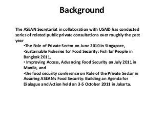 Role of the private sector in assuring ASEAN's food security: Building an agenda for dialogue and action