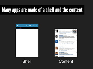 Shell Content
Many apps are made of a shell and the content
 