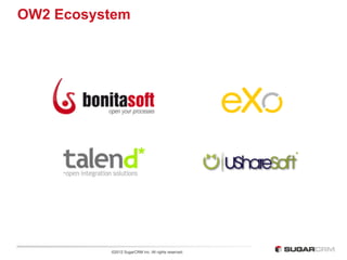 OW2 Ecosystem




          ©2012 SugarCRM Inc. All rights reserved.
 