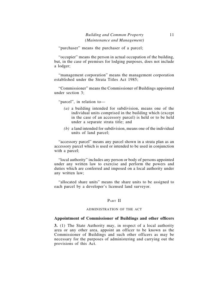 Building And Common Property Maintenance And Management Act 663 2007