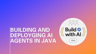 Building and deploying AI agents in Java | PDF