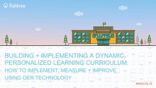 BUILDING + IMPLEMENTING A DYNAMIC,
PERSONALIZED LEARNING CURRICULUM:
HOW TO IMPLEMENT, MEASURE + IMPROVE
USING OER TECHNOL...