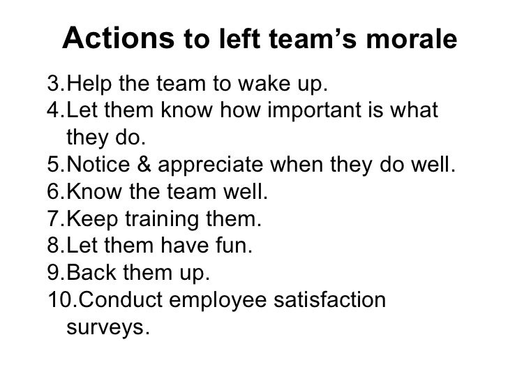 Building and improving team morale