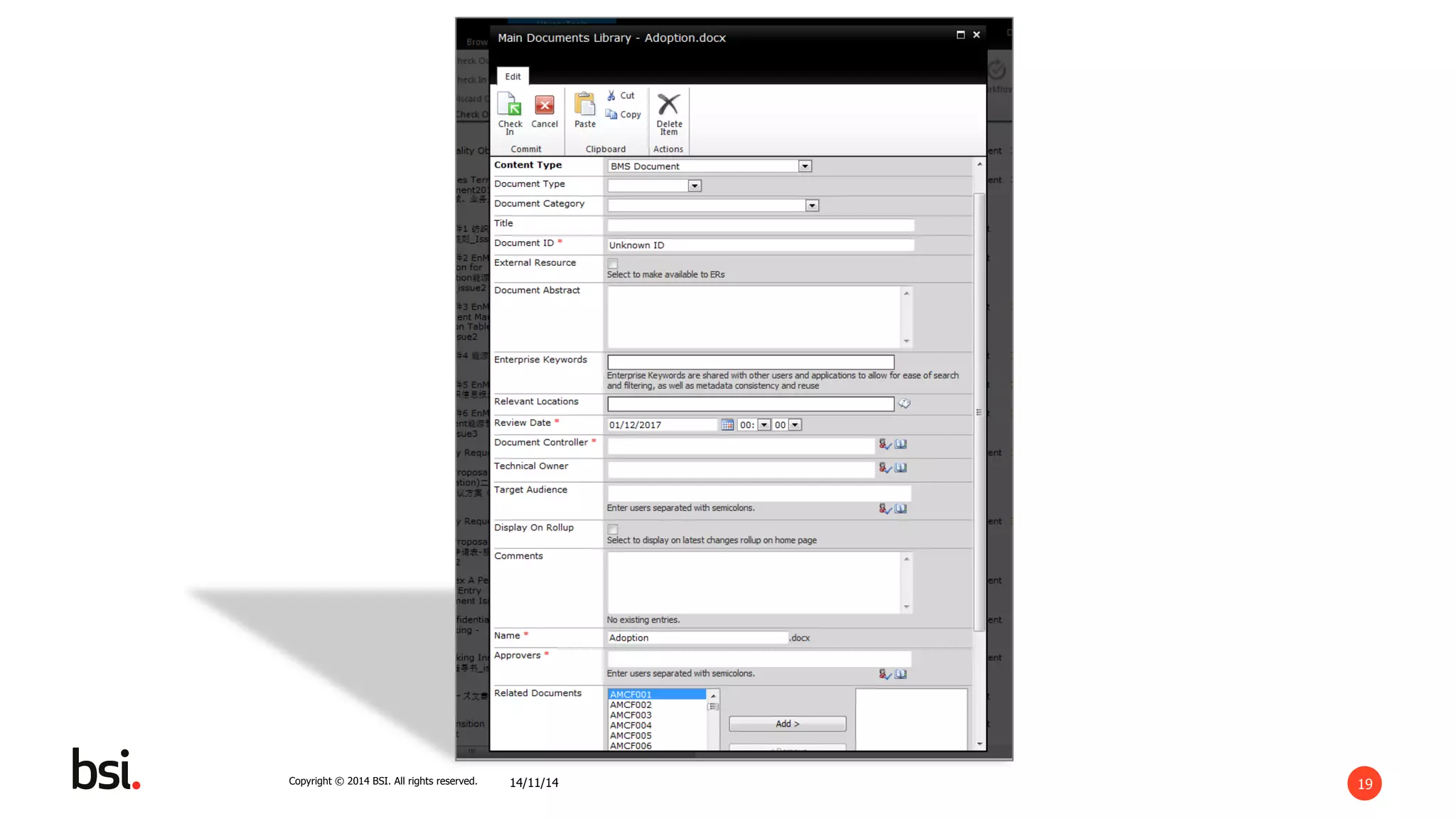 19Copyright © 2014 BSI. All rights reserved. 14/11/14
 