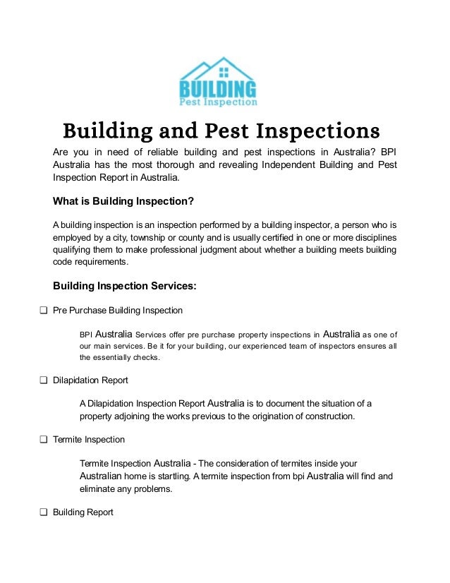 Building And Pest Inspection Service Australia