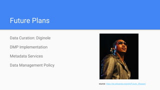 Future Plans
Data Curation: Diginole
DMP Implementation
Metadata Services
Data Management Policy
source: https://de.wikipedia.org/wiki/Future_(Rapper)
 