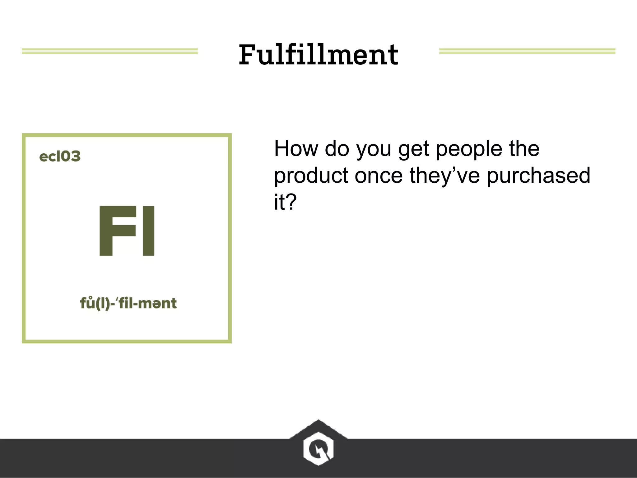 How do you get people the
product once they’ve purchased
it?
 