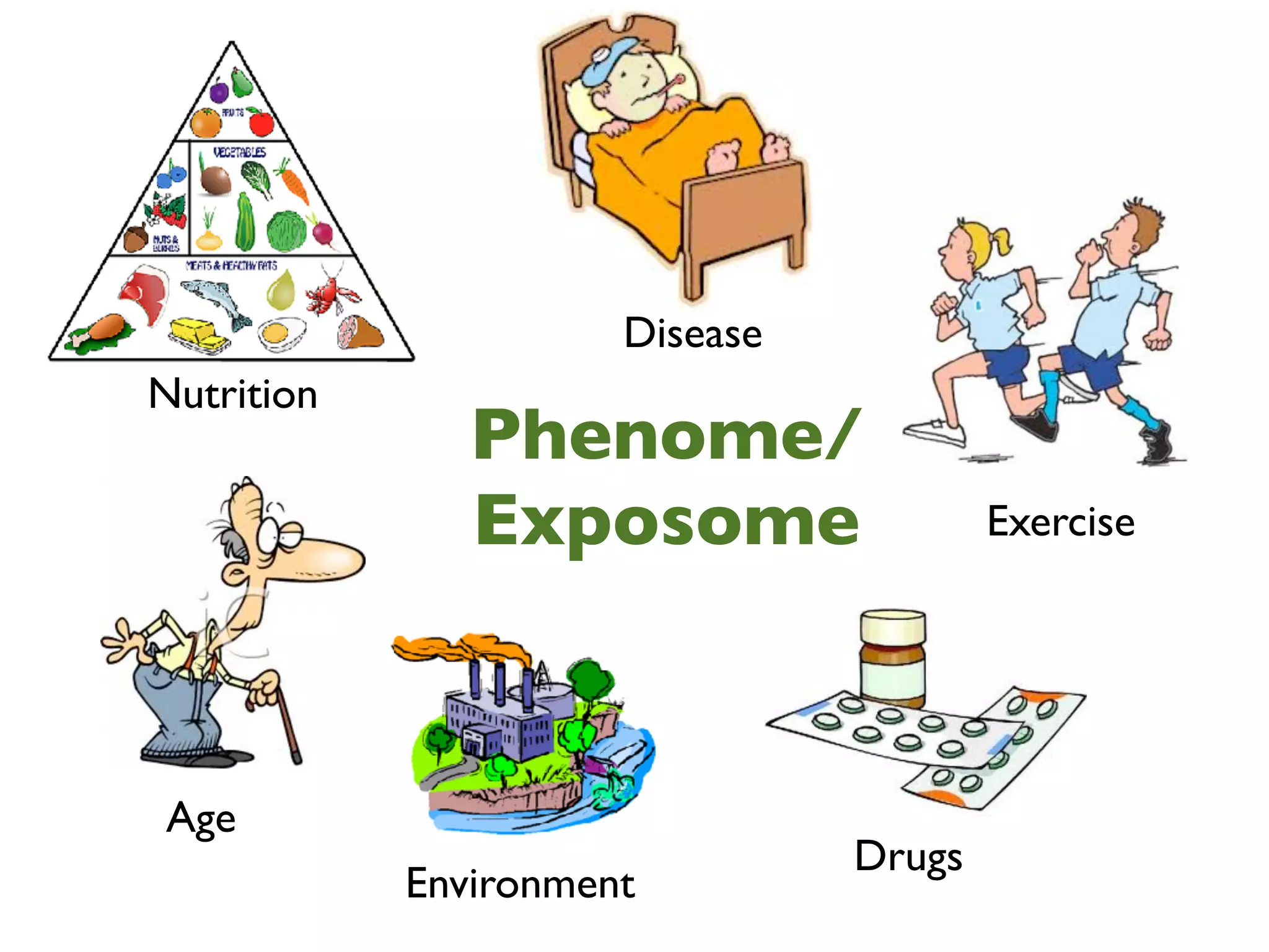 Nutrition
Exercise
Disease
Age
Drugs
Environment
Phenome/
Exposome
 