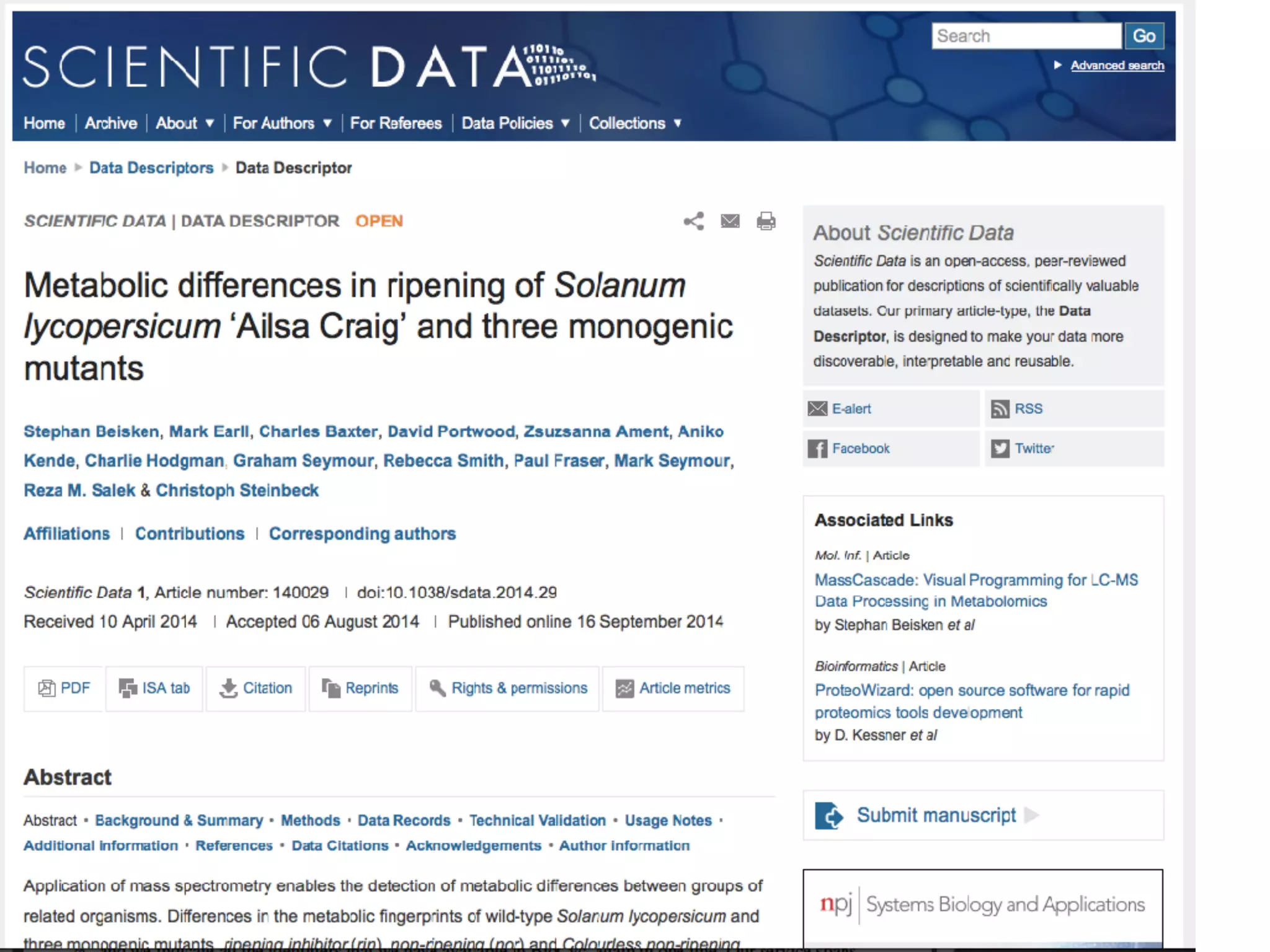 Sansone,… Steinbeck et al. (2012)
Toward interoperable bioscience data.
Nature Genetics, 44, 121–126.
ControlledVocabularies
Ontologies
 