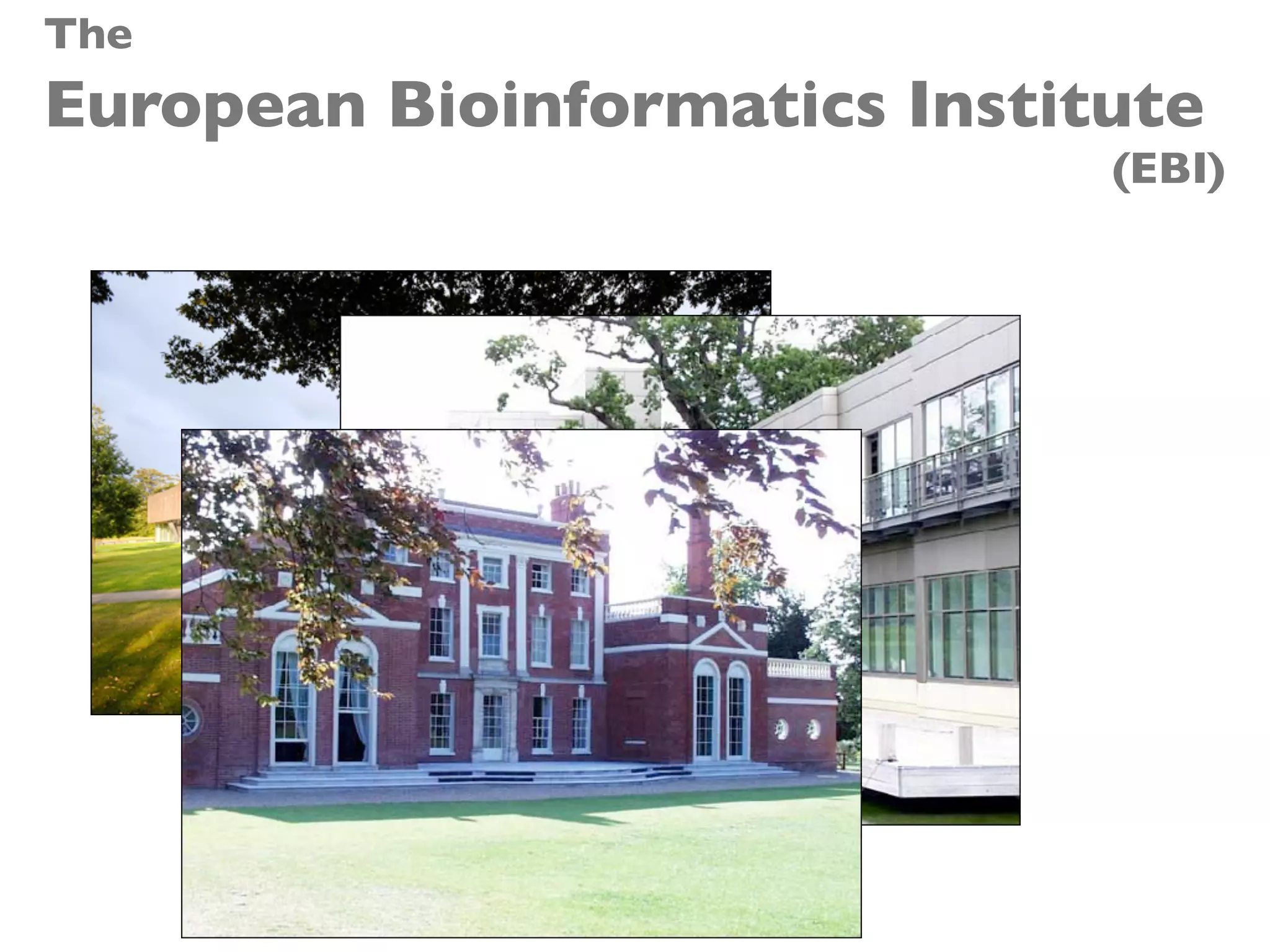 The
European Bioinformatics Institute
(EBI)
 