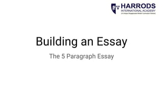 Building an Essay
The 5 Paragraph Essay
 