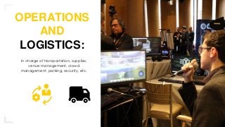 6
Lorem ipsum dolor sit amet consectetuer adipiscing
elit, sed diam nonummy nibh euismod tincidunt ut laoreet
dolore magna aliquam erat volutpat. Ut wisi enim ad
minim veniam, ut laoreet dolore mag euismod tincidunt ut
laoreet dolore magna aliquam erat volutpat. Ut wisi enim
ad minim veniam, ut laoreet dolore mag
METHOD1
TEXT HERE
METHOD2
TEXT HERE
OPERATIONS
AND
LOGISTICS:
In charge of transportation, supplies,
venue management, crowd
management, parking, security, etc.
The virtual ticket
 