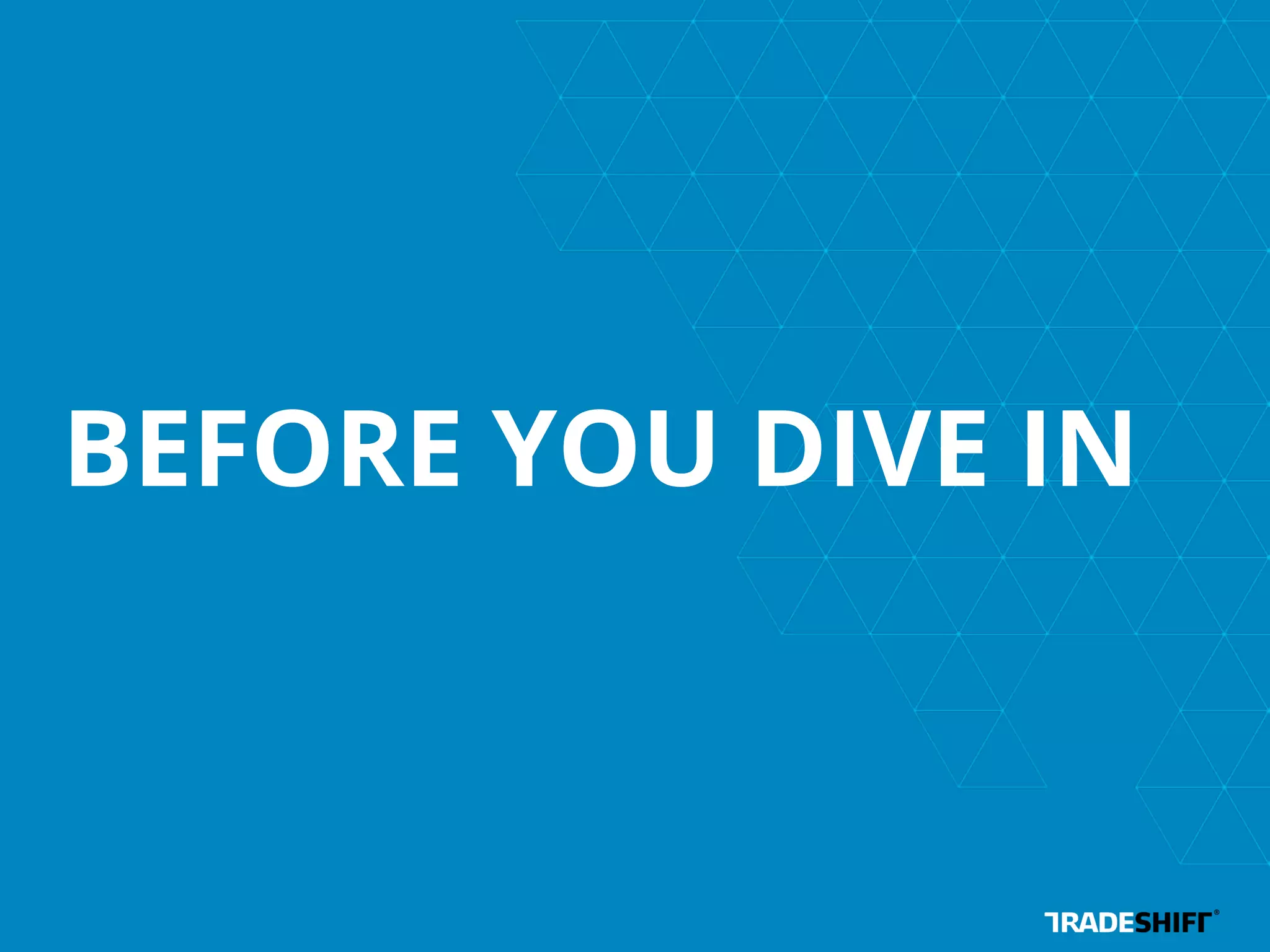 BEFORE YOU DIVE IN 
 