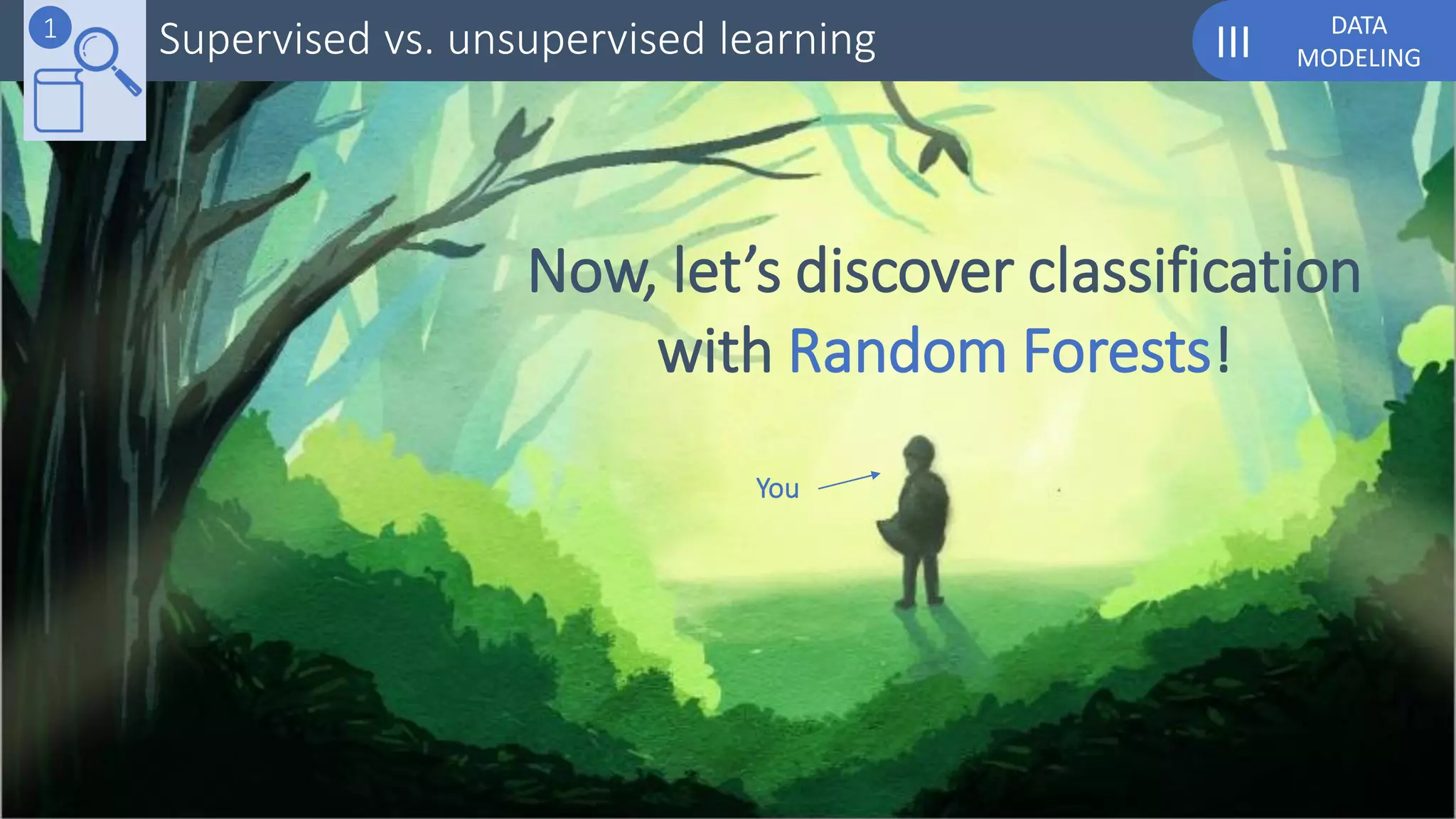 DATA
MODELINGIIISupervised vs. unsupervised learning1
Now, let’s discover classification
with Random Forests!
You
 