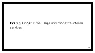 Example Goal: Drive usage and monetize internal
services
15
 
