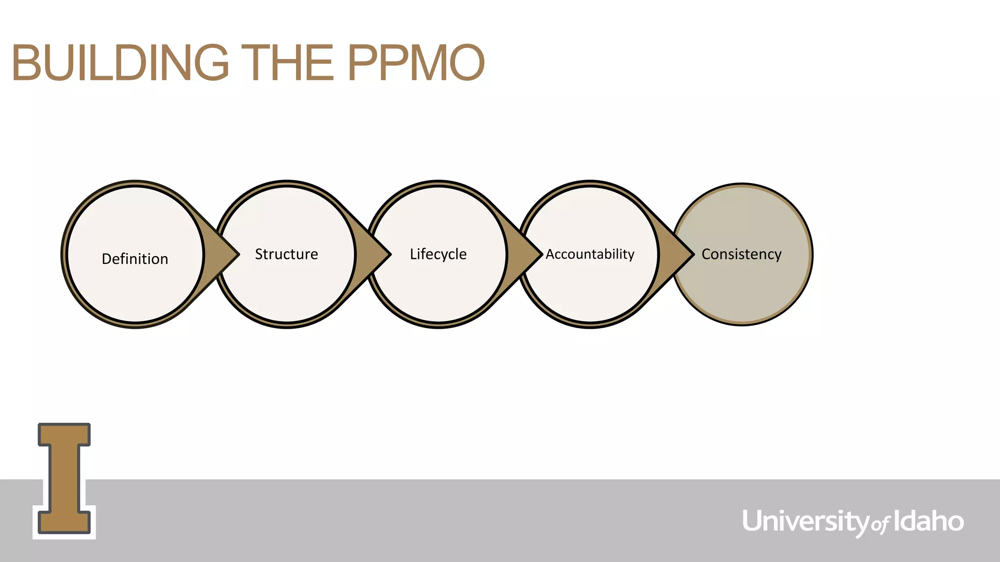 BUILDING THE PPMO
ConsistencyAccountabilityLifecycleStructureDefinition
 