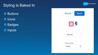 Styling Is Baked In
 Buttons
 Icons
 Badges
 Inputs
 