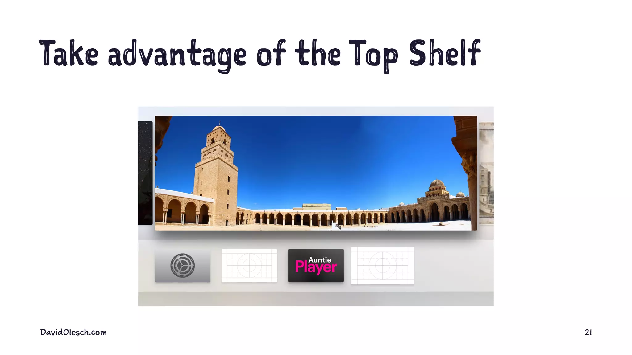 Take advantage of the Top Shelf
DavidOlesch.com 21
 