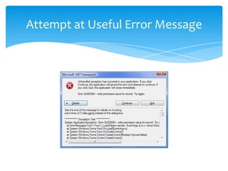 Attempt at Useful Error Message
 