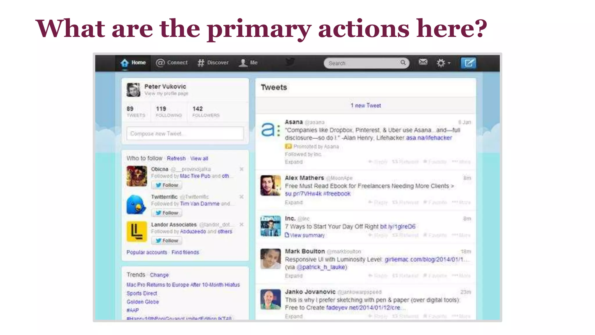 What are the primary actions here? 
 