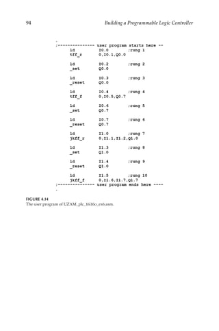94 Building a Programmable Logic Controller
FIGURE 4.14
The user program of UZAM_plc_16i16o_ex6.asm.
 