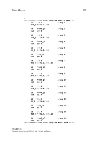 117
Timer Macros
FIGURE 5.11
The user program of UZAM_plc_16i16o_ex7.asm.
 