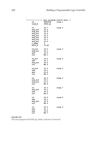 218 Building a Programmable Logic Controller
FIGURE 10.9
The user program of UZAM_plc_16i16o_ex18.asm. (Continued)
 