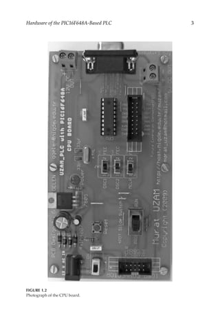 3
Hardware of the PIC16F648A-Based PLC
FIGURE 1.2
Photograph of the CPU board.
 