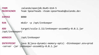 FROM zalando/openjdk:8u45-b14-5
MAINTAINER Team Spearheads <team-spearheads@zalando.de>
EXPOSE 8080
RUN mkdir -p /opt/innkeeper
ADD target/scala-2.11/innkeeper-assembly-0.0.1.jar
/opt/innkeeper/
WORKDIR /opt/innkeeper
ENTRYPOINT java $(java-dynamic-memory-opts) -Dinnkeeper.env=prod
-server -jar innkeeper-assembly-0.0.1.jar
 