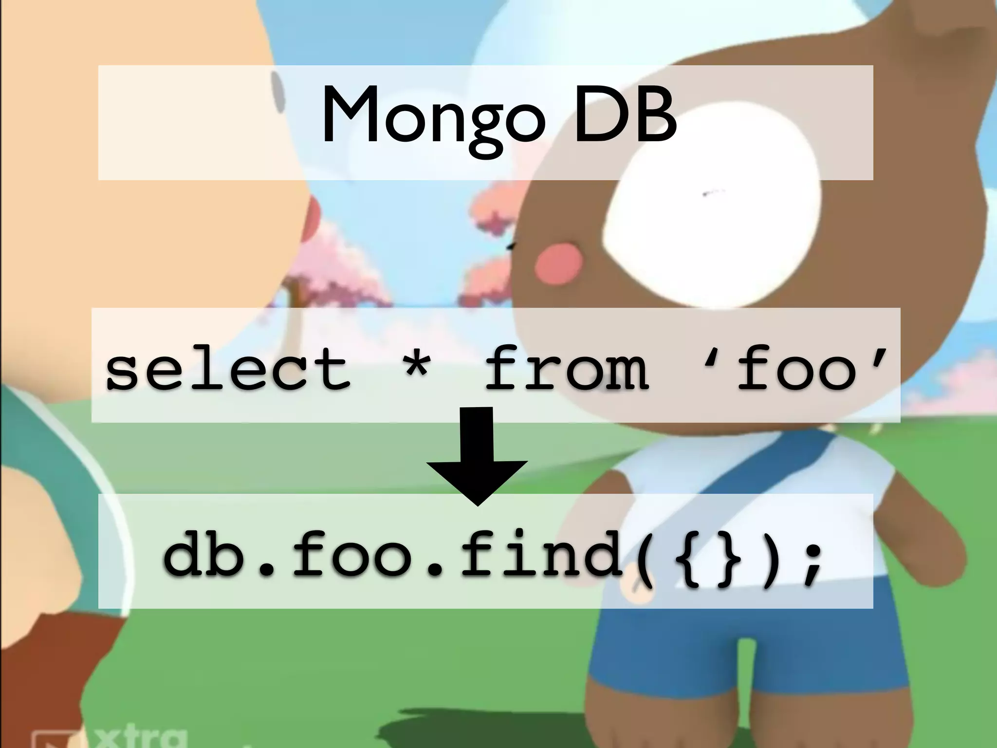Mongo DB


select * from ‘foo’

 db.foo.find({});
 