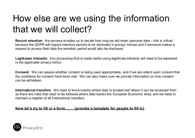 personal data forms template