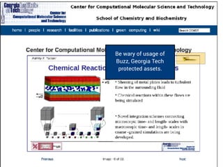 Be wary of usage of
Buzz, Georgia Tech
protected assets.
 
