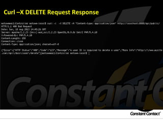 Curl	
  –X	
  DELETE	
  Request	
  Response	
  
 