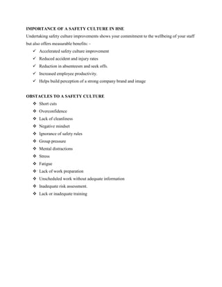 Building A Safety Culture Pdf