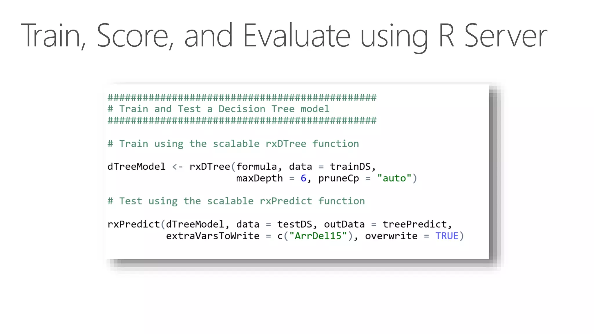 Train, Score, and Evaluate using R Server 