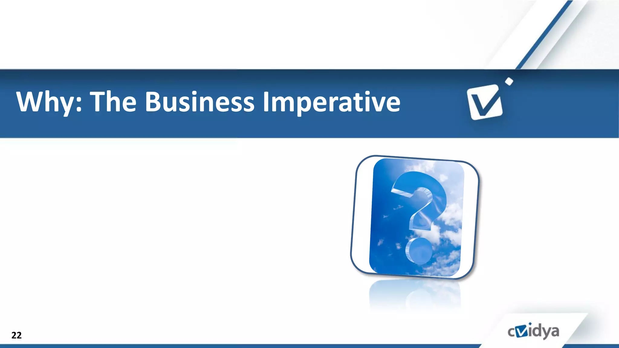Why: The Business Imperative




22
 