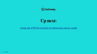 Up next:
© 2021 GoDaddy Inc.
9
Using the APPLES method to determine server needs
 
