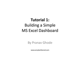 Tutorial 1:
Building a Simple
MS Excel Dashboard
Get in touchWant to custom build your dashboard?
 