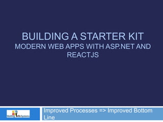 BUILDING A STARTER KIT
MODERN WEB APPS WITH ASP.NET AND
REACTJS
Improved Processes => Improved Bottom
Line
 
