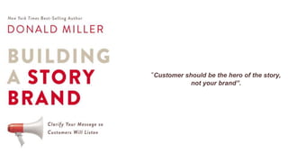 “Customer should be the hero of the story,
not your brand”.
 