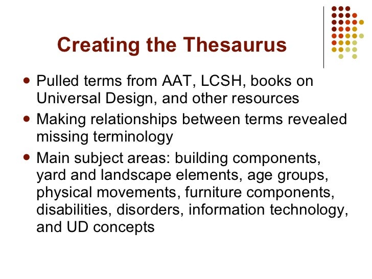 Building A Thesaurus From The Ground Up Cataloging Universal Design