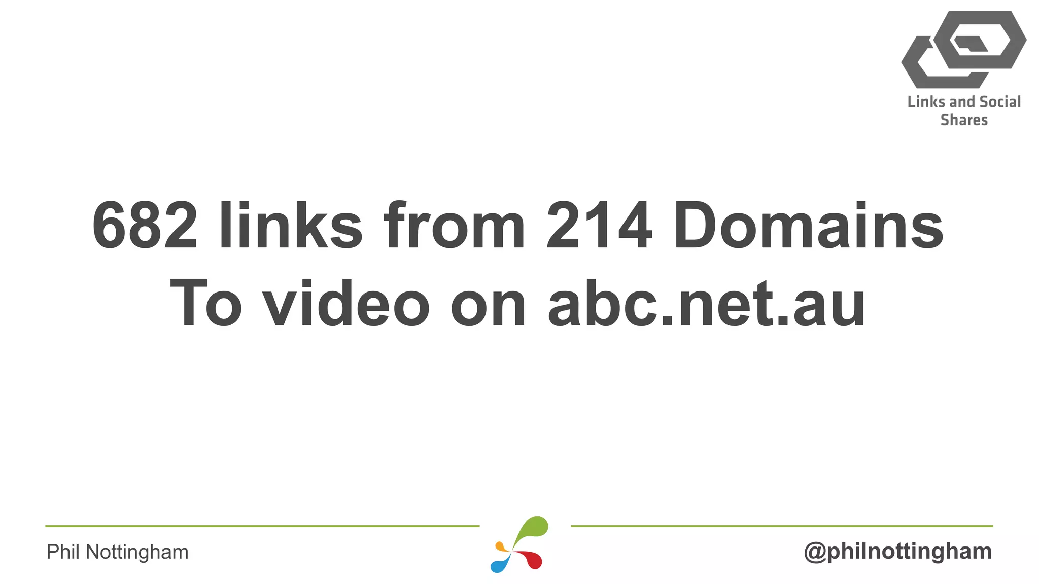 682 links from 214 Domains
To video on abc.net.au
@philnottinghamPhil Nottingham
 